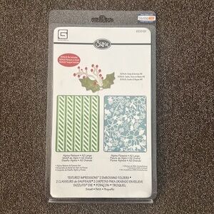 SIZZIX Textured Impressions Alpine Pattern & Flowers Embossing Folder Set NWT